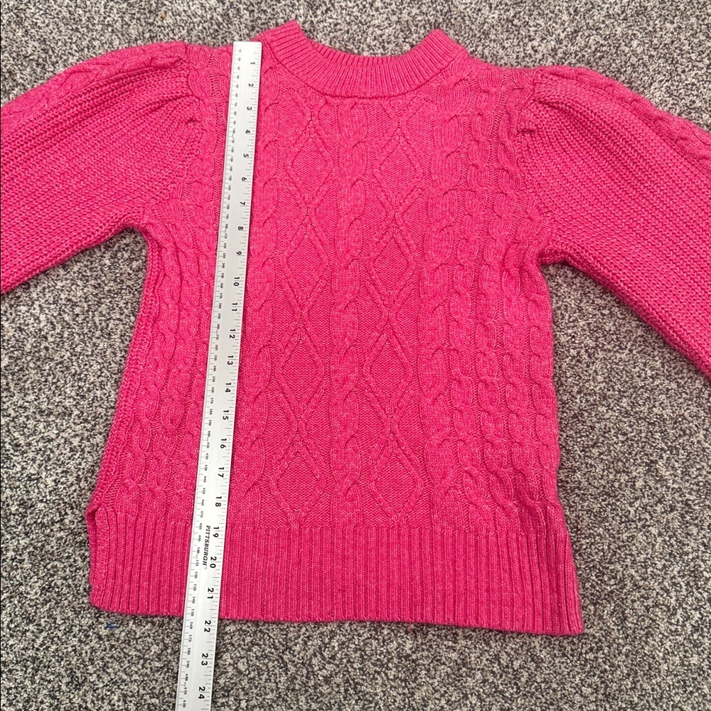 Crown & Ivy Vibrant Pink Soft Cozy Cable Knit Crewneck Cold Weather Sweater Sz S - Picture 8 of 9